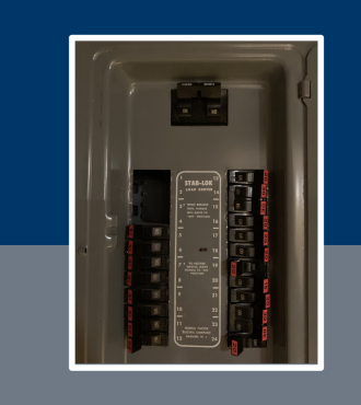 Graphic reading "Lessons Learned from Loss Control" with a photo of a Federal Pacific (FPE) Stab-Lok style circuit breaker.